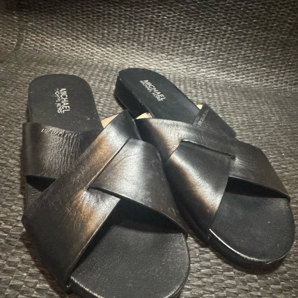 Michael Kors Black Leather Sandals